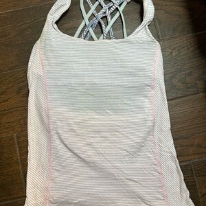 Lululemon pink grey  Striped Women's Tank Top 0